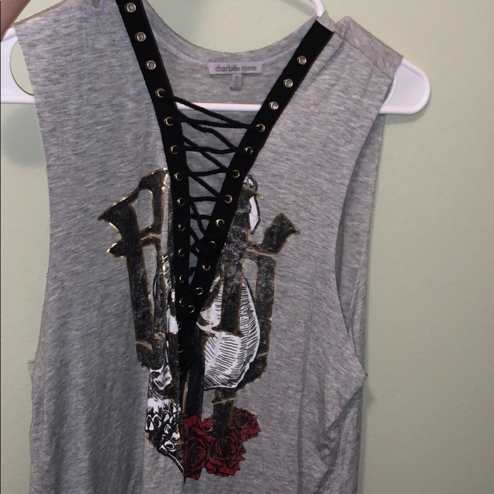 Charlotte Russe lace up muscle tee sz small